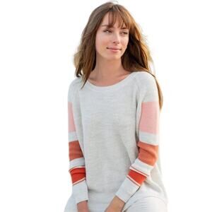 Mersea Camden Striped Traveler Sea Salt & Coral Rose Boatneck Sweater Size OS